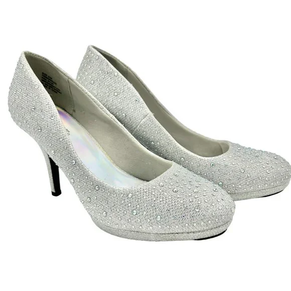 Silver slipper high heels hotsell
